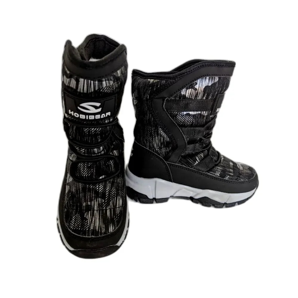 Kids Hobibear Faux Fur Winter Black and White Snow Rain Boots Size 11.5